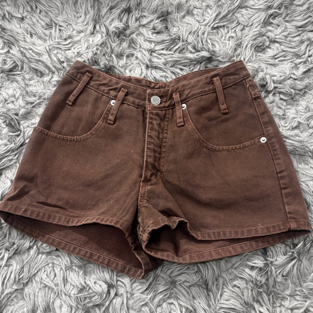 VNTG Nada Nuff High Waisted Brown Denim Shorts